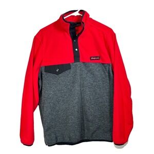 Snap-On Men Size S 1/4 Snap Red Gray Polyester Fleece Pullover